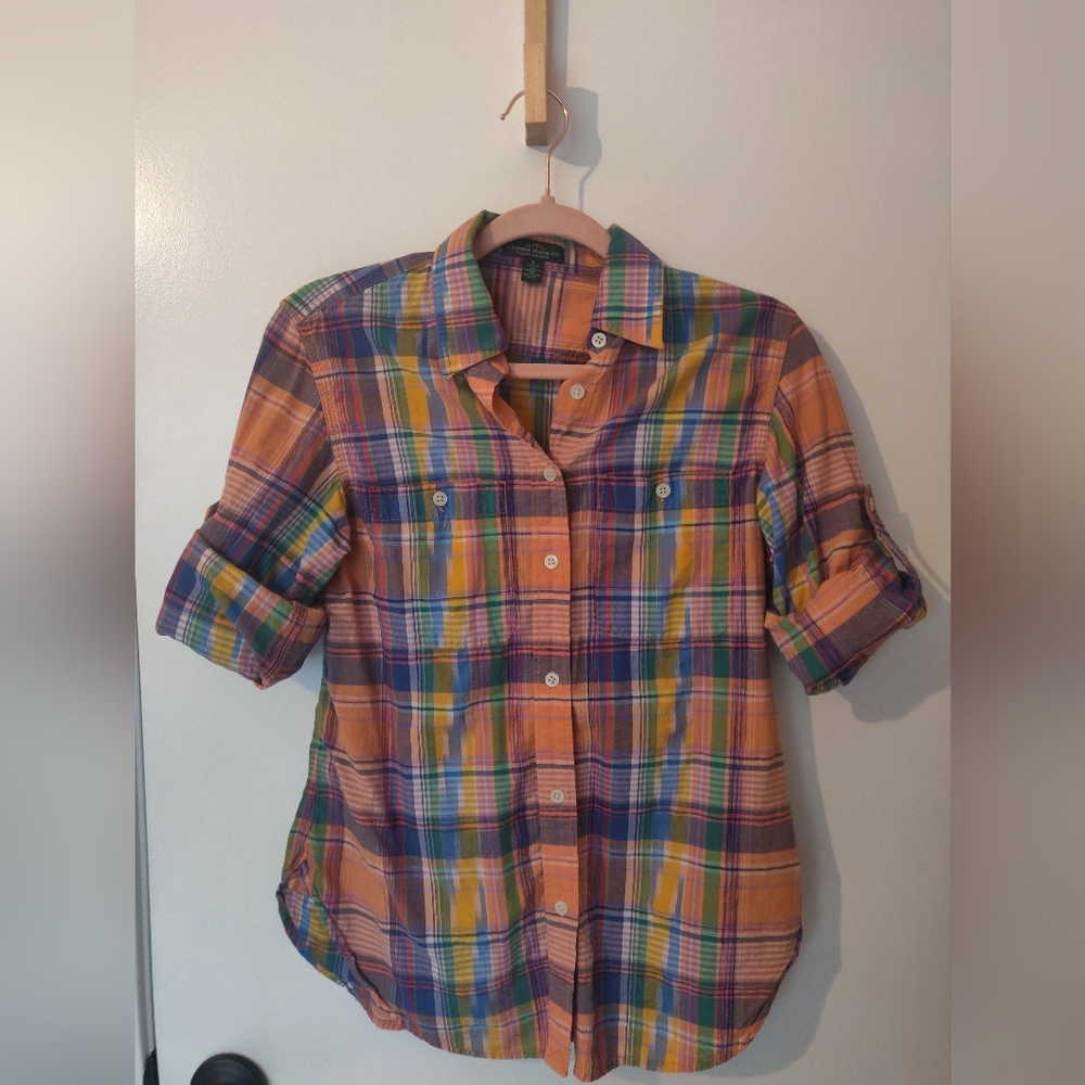 Lauren Ralph Lauren Orange Plaid Button-Down Shirt